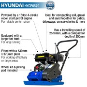 Hyundai HYCP6570 14" 163cc Petrol Plate Compactor / Wacker Plate