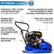 Hyundai HYCP9070 16" 196cc Petrol Plate Compactor / Wacker Plate