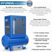 Hyundai  HYSC100300 10hp 7.35kW 300 Litre Screw Compressor