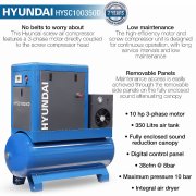 Hyundai HYSC100350D 10hp 7.5kW 350 Litre Screw Compressor