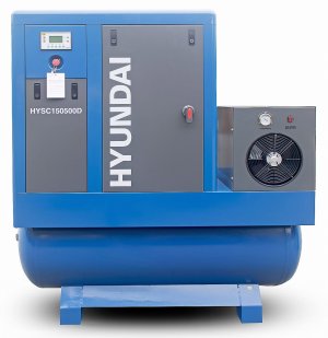 Hyundai HYSC150500D 15HP 11kW 500 Litre Screw Compressor with Air Dryer