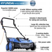 Hyundai HYSC1800E 1800W Electric Lawn Scarifier / Aerator / Lawn Rake, 230V