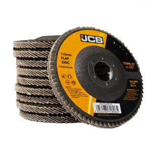 JCB Metal 36 Grit Flap Discs 115mm / 4.5'' x 22.23mm, 10 Pack