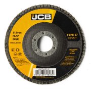 JCB Metal 60 Grit Flap Discs 115mm / 4.5'' x 22.23mm, 10 Pack