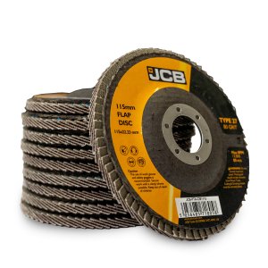 JCB Metal 80 Grit Flap Discs 115mm / 4.5'' x 22.23mm, 10 Pack