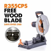 Evolution R355CPS 355mm Chop Saw with TCT Multi-material Cutting Blade 230V