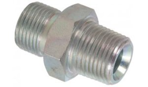 1/4" BSP Male to 1/4" NPT Male 450 Bar / 6525 Psi - Plated Steel Nipple