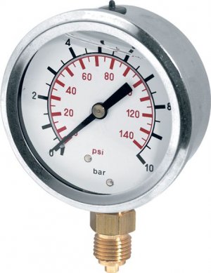 Wika Bourdon Tube Pressure Gauge - 0 to 400 Bar / 5800 Psi - Bottom 1/4"BSP Male Thread