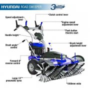 Hyundai HYSW1000 100cm Self Propelled Petrol Yard Sweeper / Powerbrush