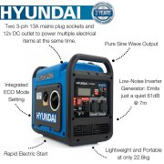 Hyundai 2200W / 2.2kW Electric Start Petrol Inverter Generator