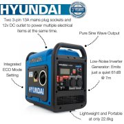 Hyundai HY2250Si 2200W / 2.2kW Petrol Inverter Generator