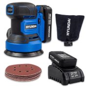 Hyundai HY2180 20V MAX Cordless Rotary Sander, 2Ah Li-Ion Battery and charger