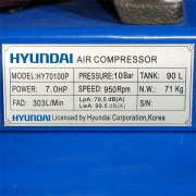 Hyundai HY70100P Petrol Air Compressor - 10 Bar, 15.1 CFM, 90 litre tank