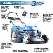 Hyundai HYM530SPE 21” / 53cm Self-Propelled Electric Start Petrol Lawn Mower