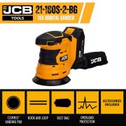 JCB 18V Cordless Orbital Sander 125mm with 2x 2.0Ah Batteries in 20" Kit Bag - 21-18OS-2-BG