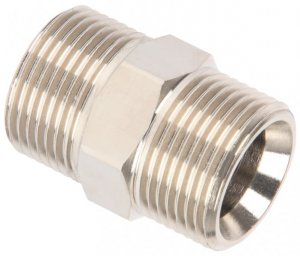 M22 Male to M22 Male - 275 Bar / 4000 Psi - Nickel Plated Brass Coupler