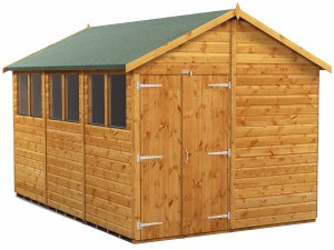 Power 12x8 Apex Garden Shed with Double Doors