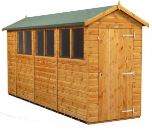 Power 14x4 Apex Garden Shed - Single Door