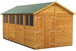 Power 16x8 Apex Garden Shed with Double Doors