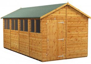 Power 16x8 Apex Garden Shed - Single Door