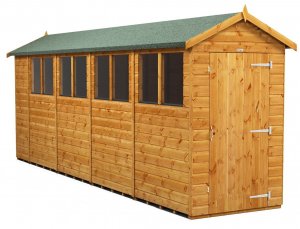 Power 18x4 Apex Garden Shed - Single Door