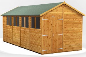 Power 18x8 Apex Garden Shed with Double Doors