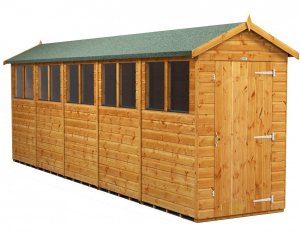 Power 20x4 Apex Garden Shed - Single Door