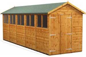 Power 20x6 Apex Garden Shed Double Door