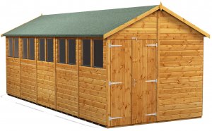 Power 20x8 Apex Garden Shed - Double Doors