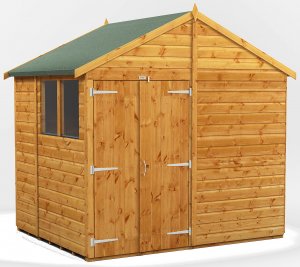 Power 6x8 Apex Garden Shed with Double Doors