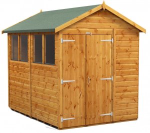 Power 8x6 Apex Garden Shed with Double Doors