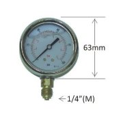 Pressure Gauge - 250 Bar - 63mm diameter, 1/4" BSP Male Post Mount - Glycerine, Stainless Steel