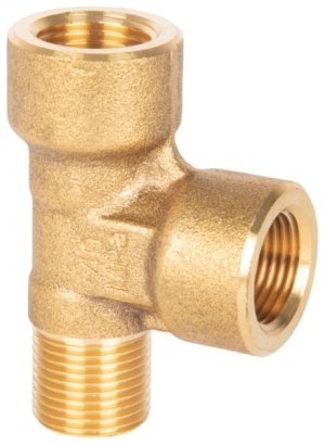 350 Bar Brass Threaded Tee - 3/8 BSP Male to 3/8 BSP Female with 3/8 BSP Female Tee